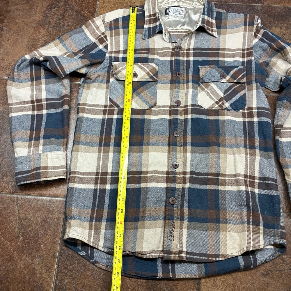 Ezekiel Plaid Button-Down Shirt in Blue, Brown & Cream